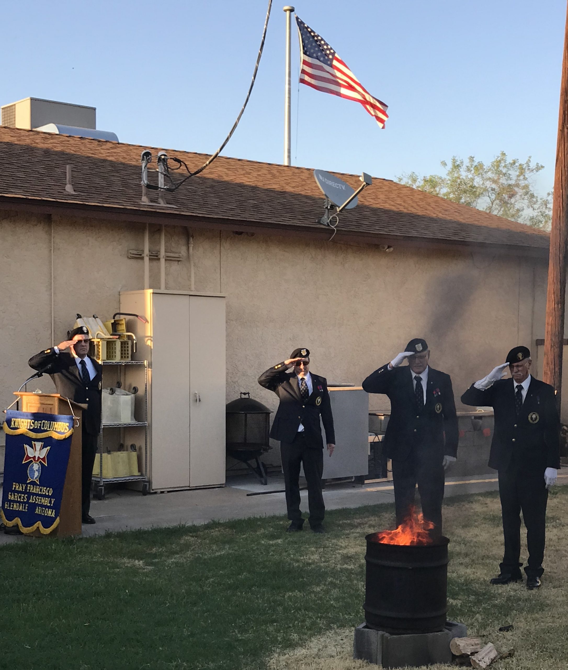 Flag Ceremony at Hall with Greg M., Eric B., Danny H., and Ed H._2019